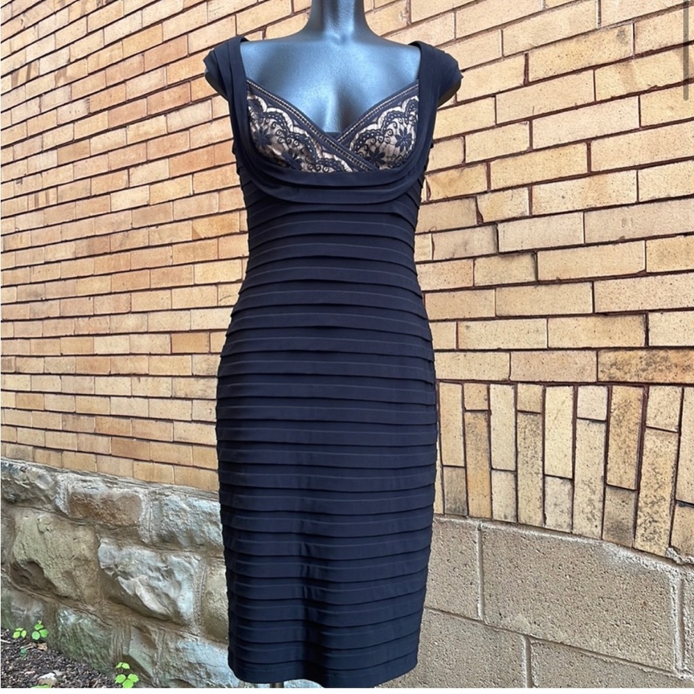Adrianna Papell Black Lace Detail Dress